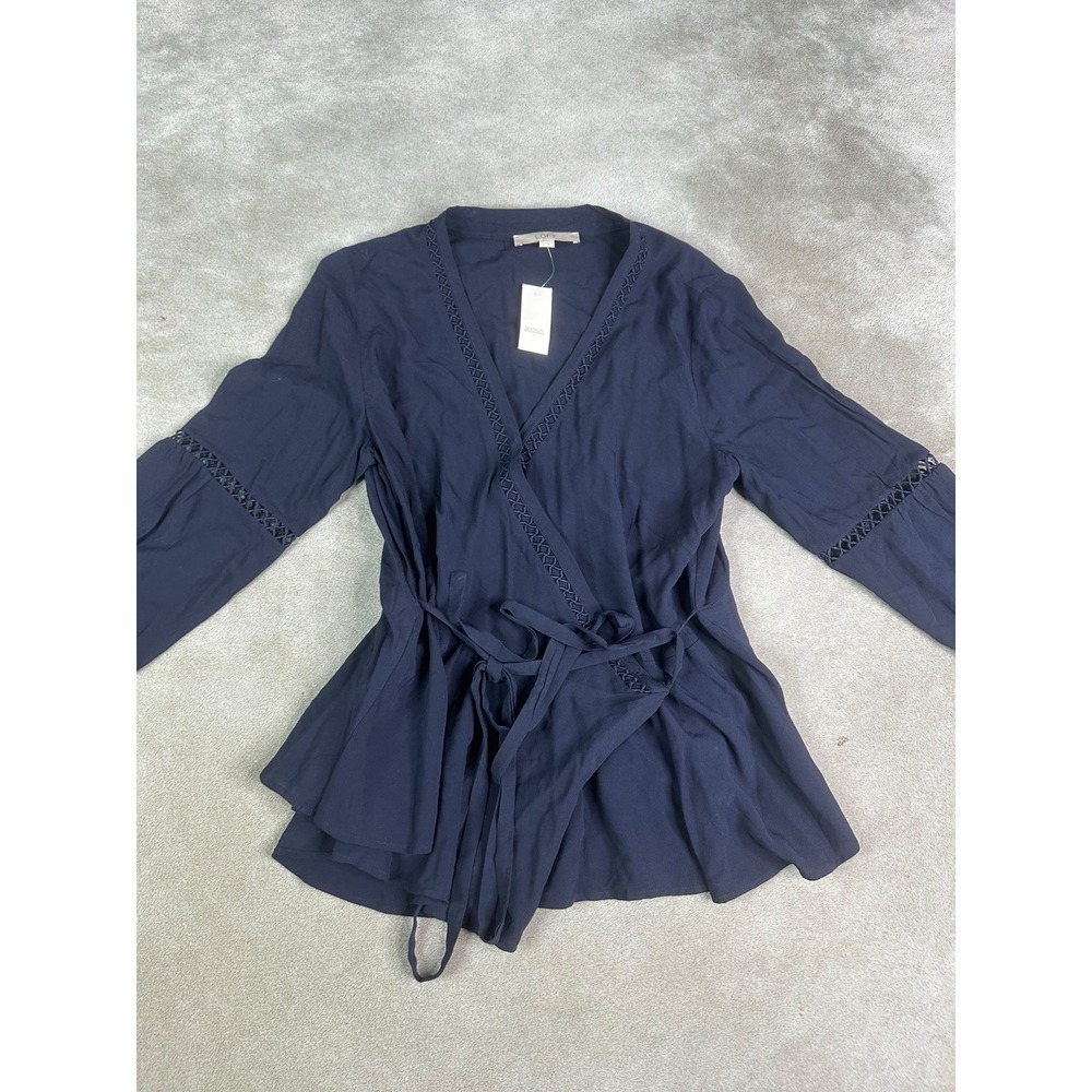Loft Shirt Wrap Blouse Womens Size L Long Sleeve New